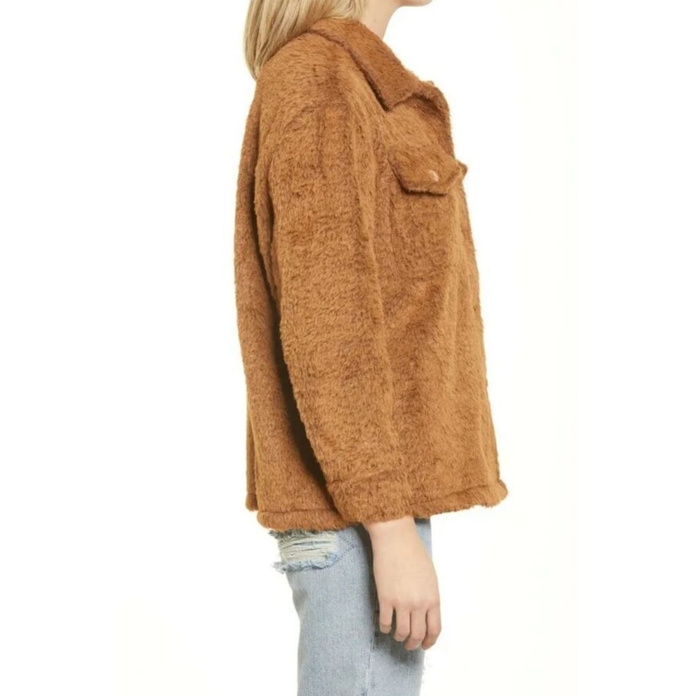 Cotton Emporium Fuzzy Front Pockets Shirt Jacket Shacket - Picture 2 of 10